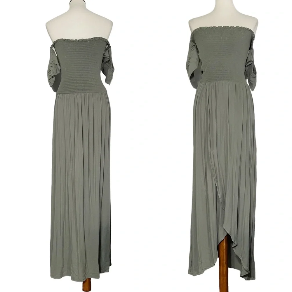 Young Fabulous‎ & Broke Womens Sage Green Smocked Maxi Dress